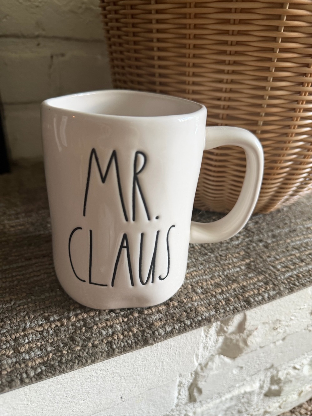 Rae Dunn Cream Mug with Black MR. CLAUS Lettering